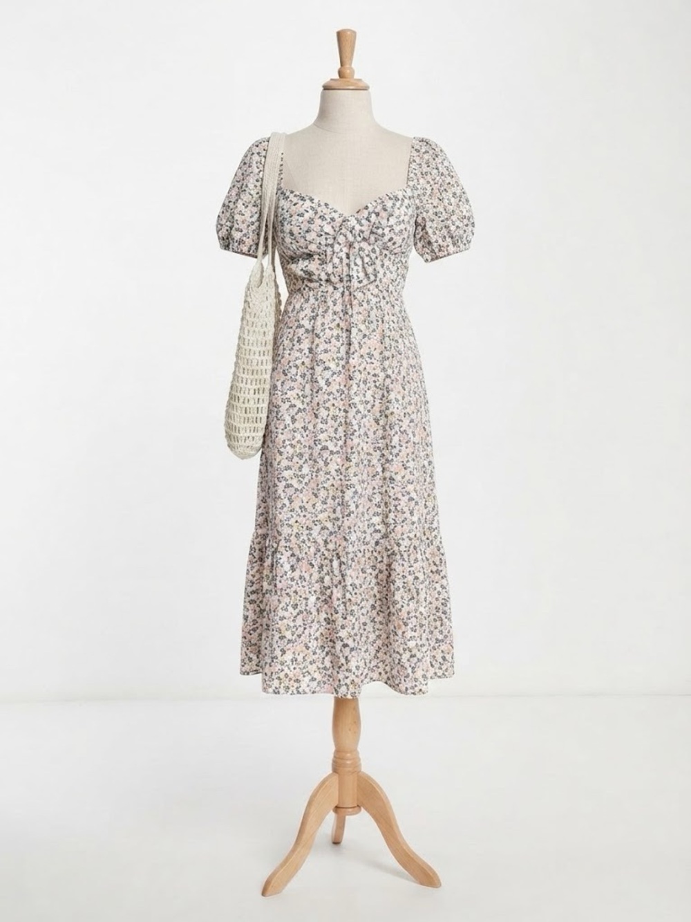 🌿 NWT ASOS Design Floral Puff Sleeve Tiered Midi Dress - Size 10 🌿